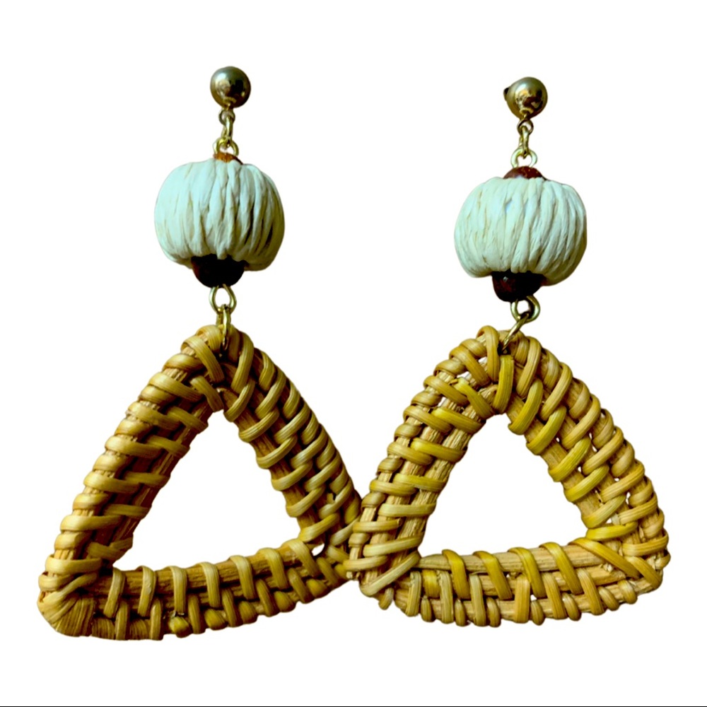 Woven Rattan Dangling Earrings